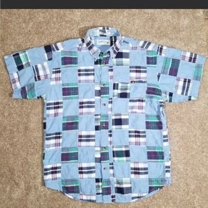 Orvis Mens PatchWork Madras Short Sleeve Button Down Shirt Size Medium